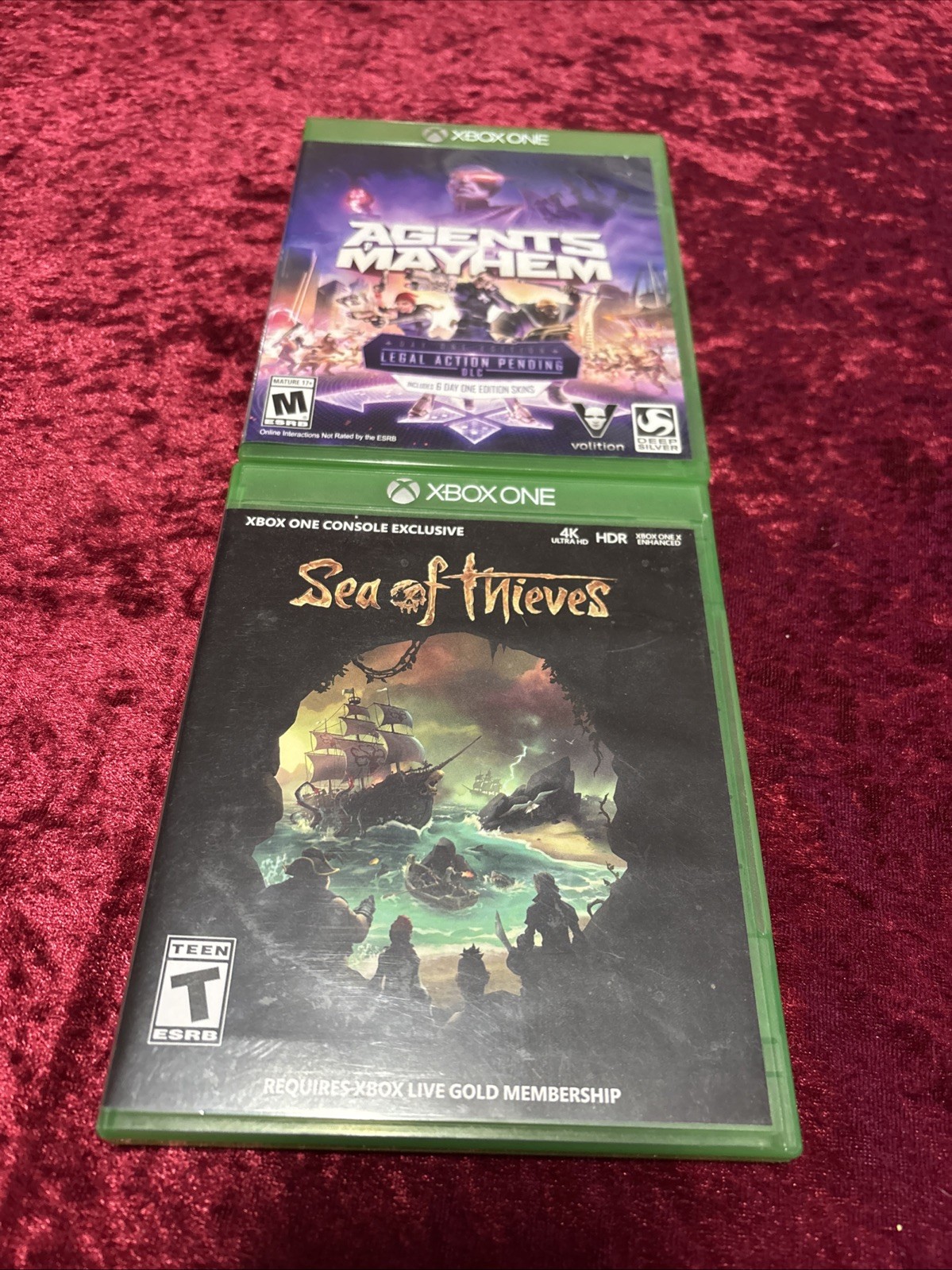 2 GAME LOT Agents of Mayhem Legal Action Pending & Sea of Thieves Xbox One