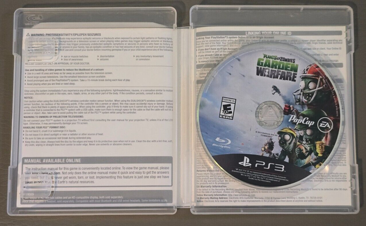 Plants vs. Zombies Garden Warfare PS3 Complete CIB Tested Sony PlayStation 3