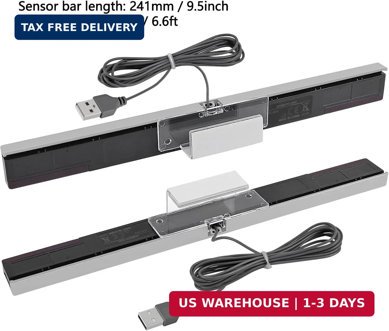 Aokin USB Sensor Bar for Wii, Replacement Wired Infrared Ray Sensor Bar for Nint