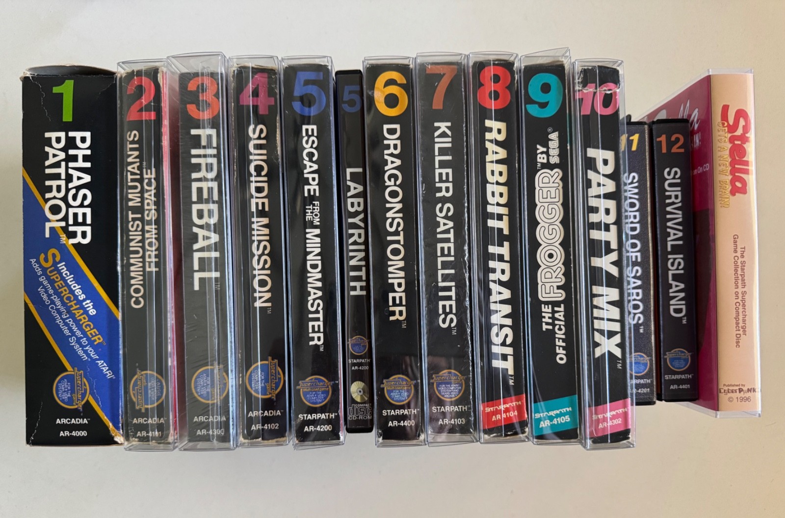 Atari 2600 Arcadia Starpath supercharger complete set 1-12 plus Stella Labyrinth