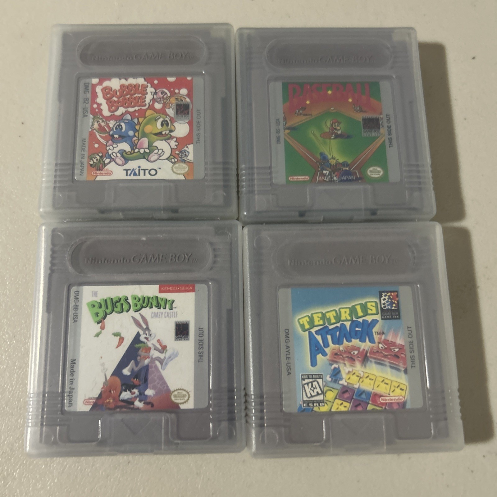 Lot 4 Bubble Bobble Bugs Bunny Baseball Tetris Attack Nintendo GameBoy