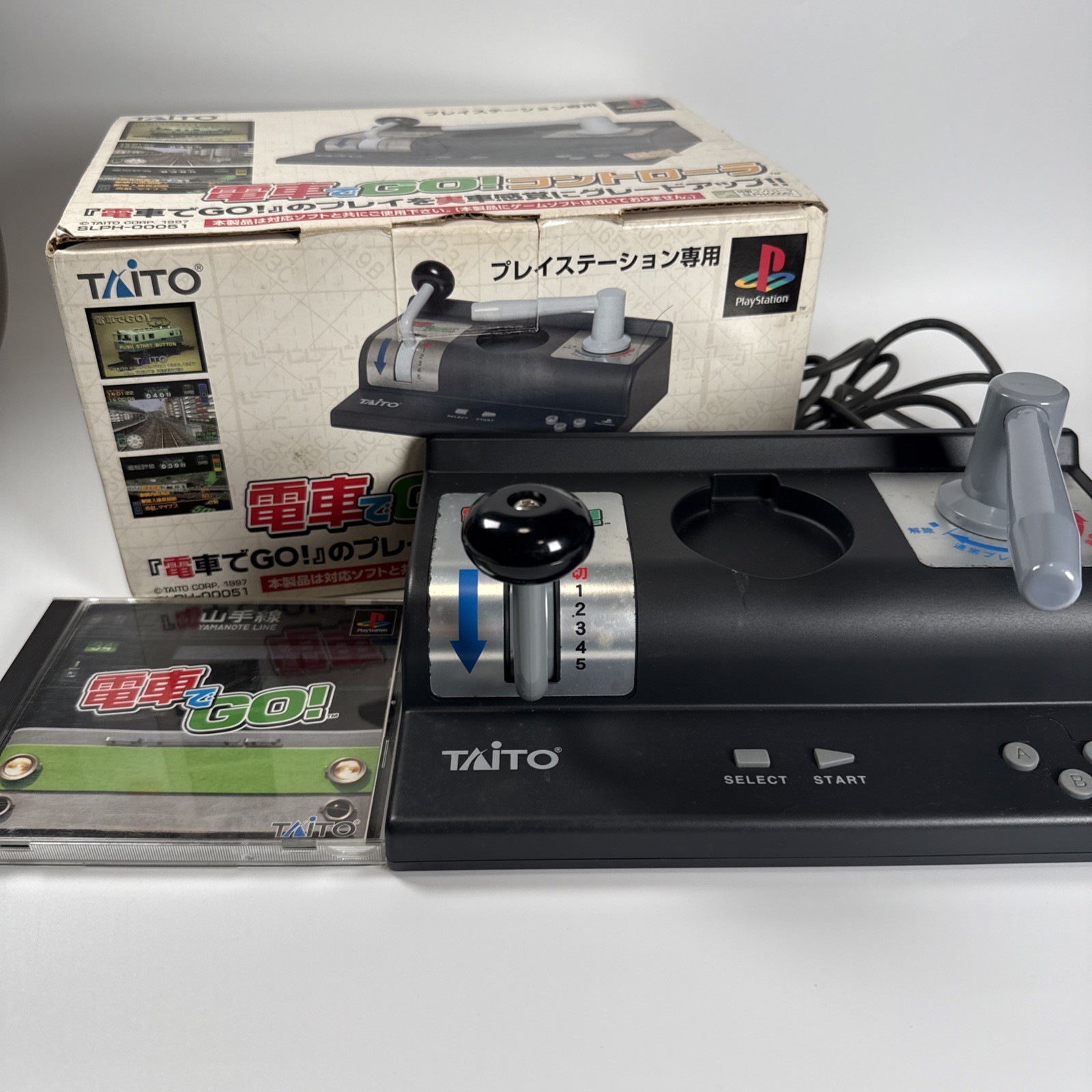 PlayStation PS1 Densha de GO Controller With Game Taito Rail Train Simulator JP