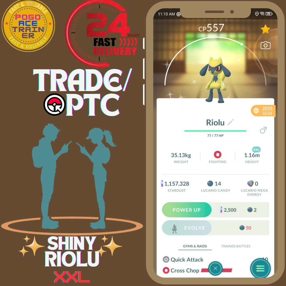 Shiny Riolu size XXL, XXS – PTC500K|Trade20K|Trade1M ✨ FAST24H DigitalDELIVERY ✨