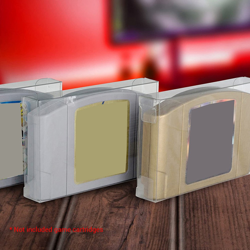 Clear Plastic Case Sleeve Protector Storage Box For Nintendo N64 Games Cartridge