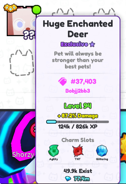 pet sim 99 huge pets (Huge Enchanted Deer lvl94)