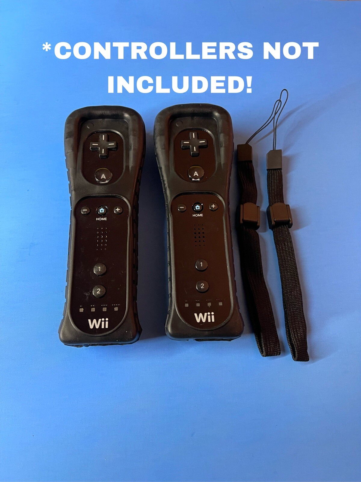 x2 New Nintendo Wii Remote Black Rubber Silicone Gel Covers Sleeves & Straps