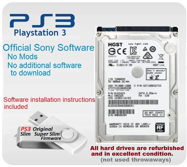 1TB PS3 Hard Drive USB Firmware Installation Drive Replacement Upgrade for PS3