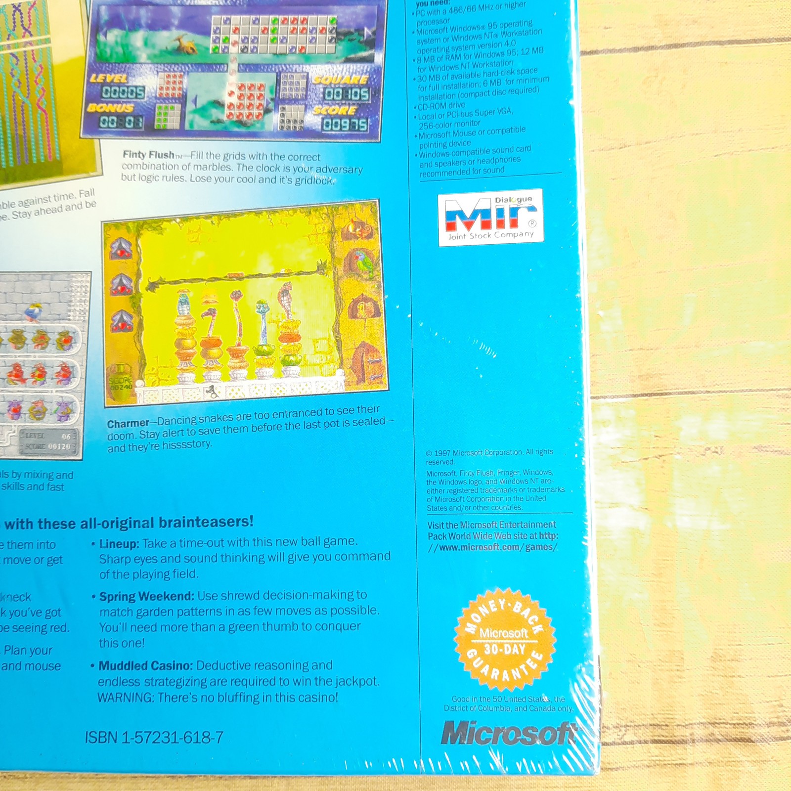 Vintage MICROSOFT ENTERTAINMENT PACK Puzzle Col. CD ROM Sealed Windows 95 NEW