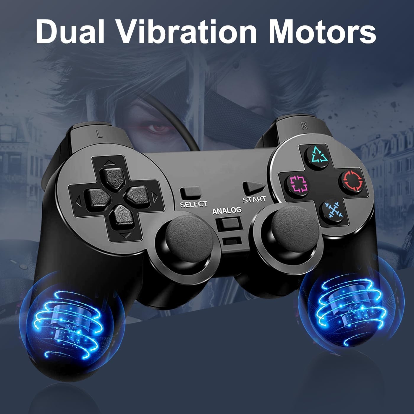 PS2 Controller, 2 Packs Wired Controller Compatible with PS2/PS2 Slim/PS1, PS…