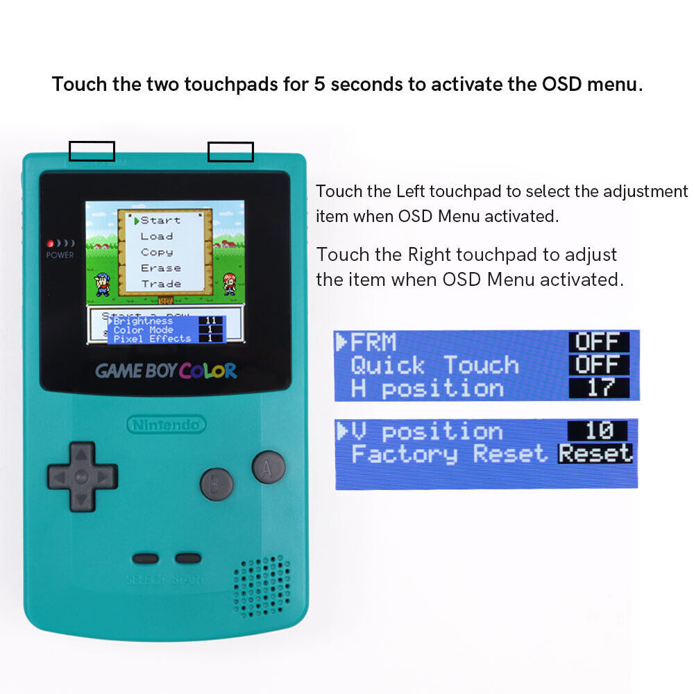 Gameboy Color 2.45″ IPS Backlight NO SOLDER True Drop in Kit for Game Boy GBC