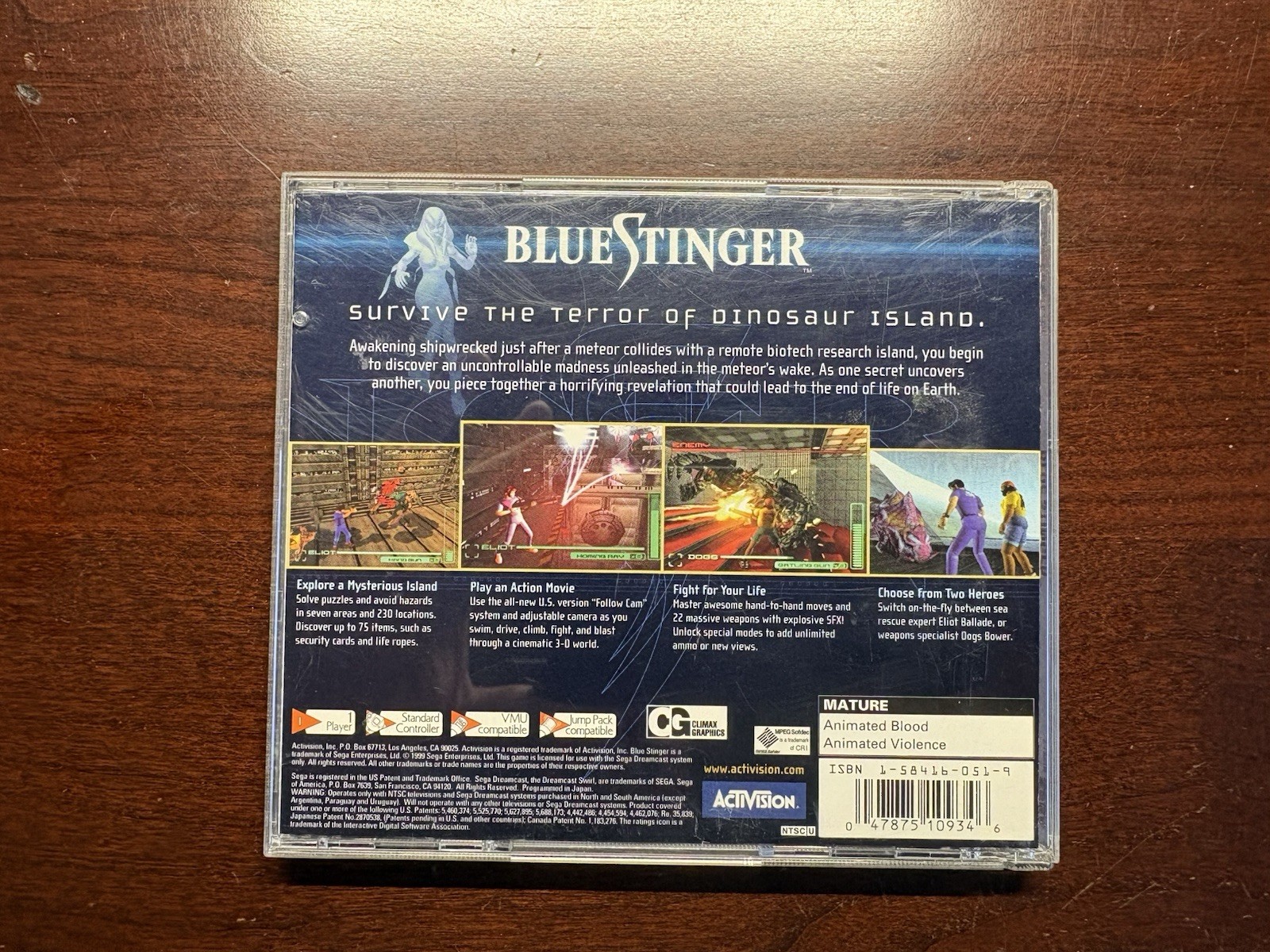 Activision Blue Stinger Sega Dreamcast NTSC-U/C Manual Included M Mature