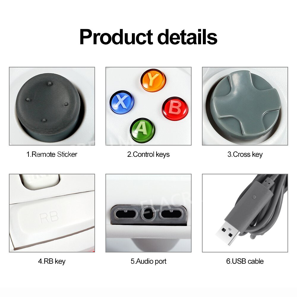 Wired USB Game Controllers Joysticks for Microsoft Xbox 360 PC Windows XP 7 8 10
