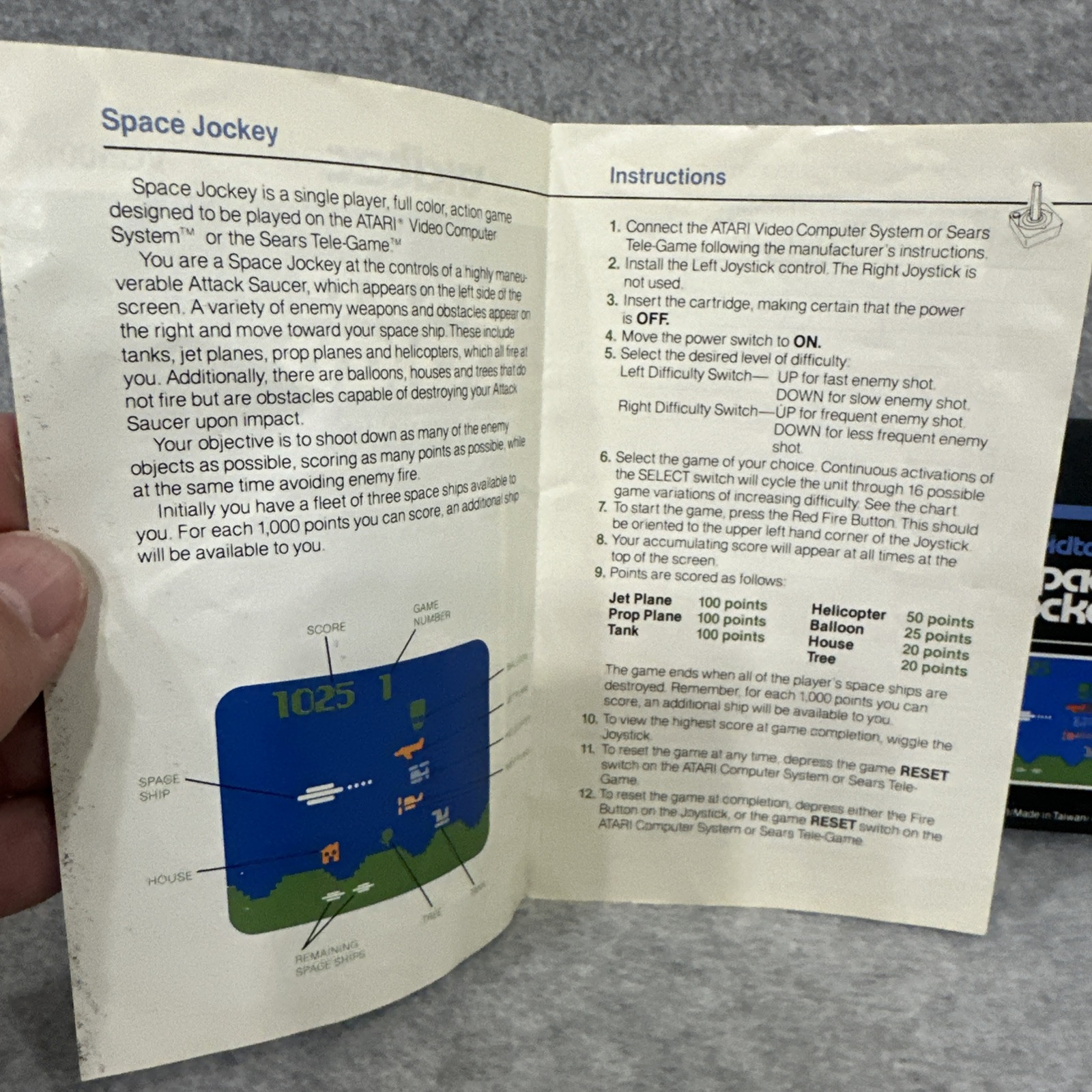 Space Jockey (Atari 2600, 1982) By Vidtec VG Cartridge & Instructions Tested