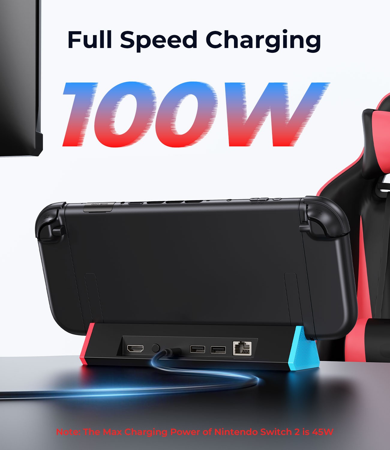 SIWIQUFor Nintendo Switch 2 TV Dock 4K @120Hz HDMI Docking Station With LAN Port