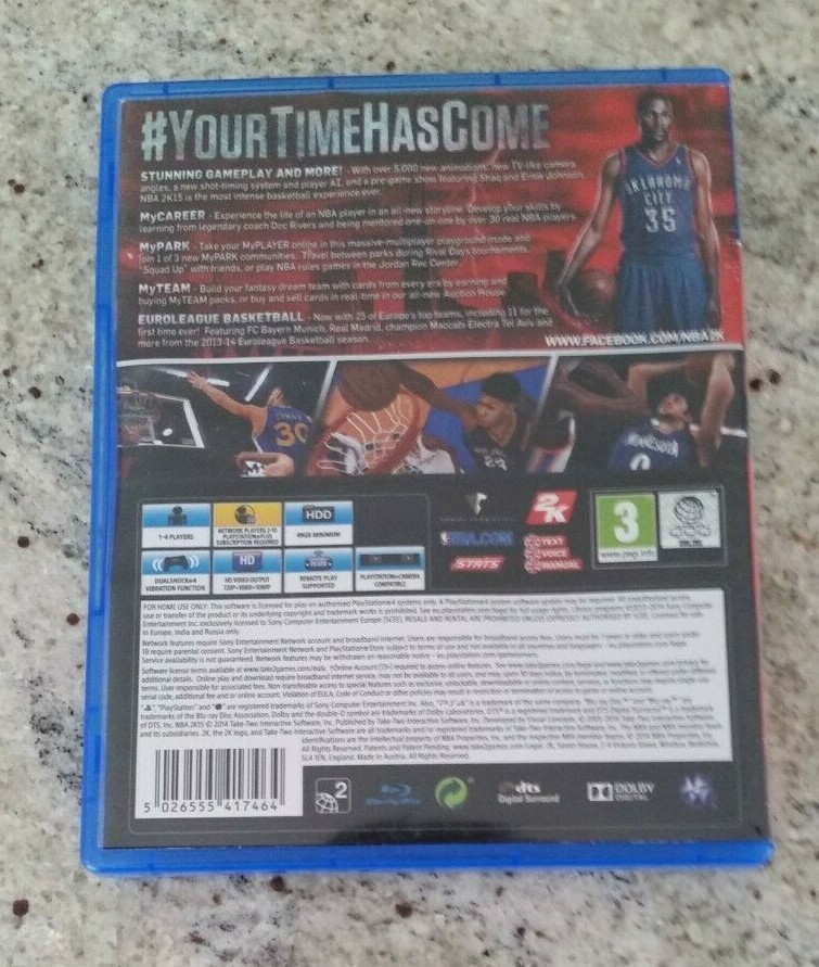 NBA2K15-PS4 GAME- KEVIN DURANT-2014 – ALMOST LIKE NEW – MADE IN THE EU (AUSTRIA)