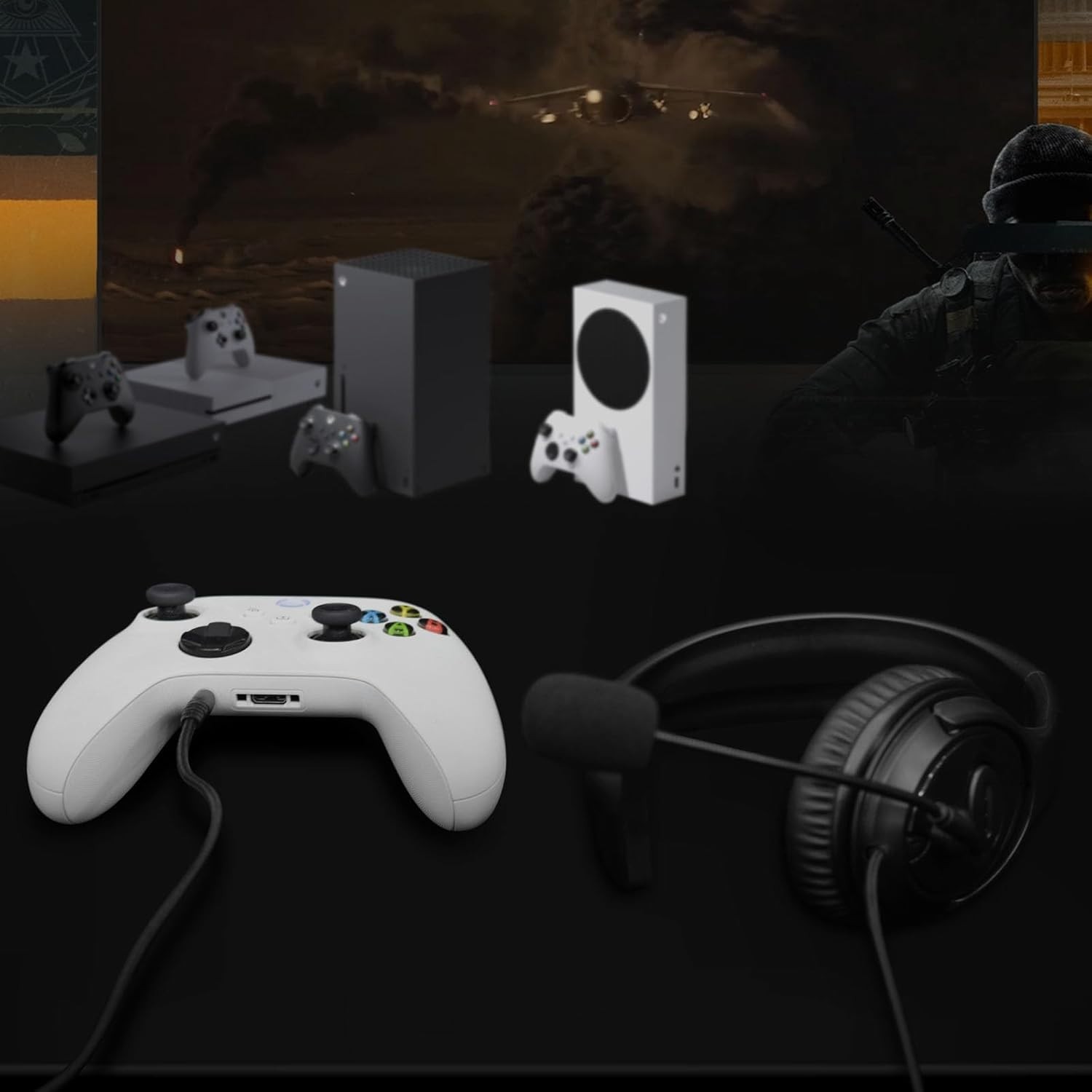 Joso One Ear Wired Headset with Mic: USB-C/A Chat Headphone for PS5 Xbox PC Mac