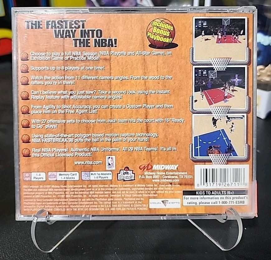 Playstation 1 NBA Fastbreak ’98 1997 Basketball Game CIB