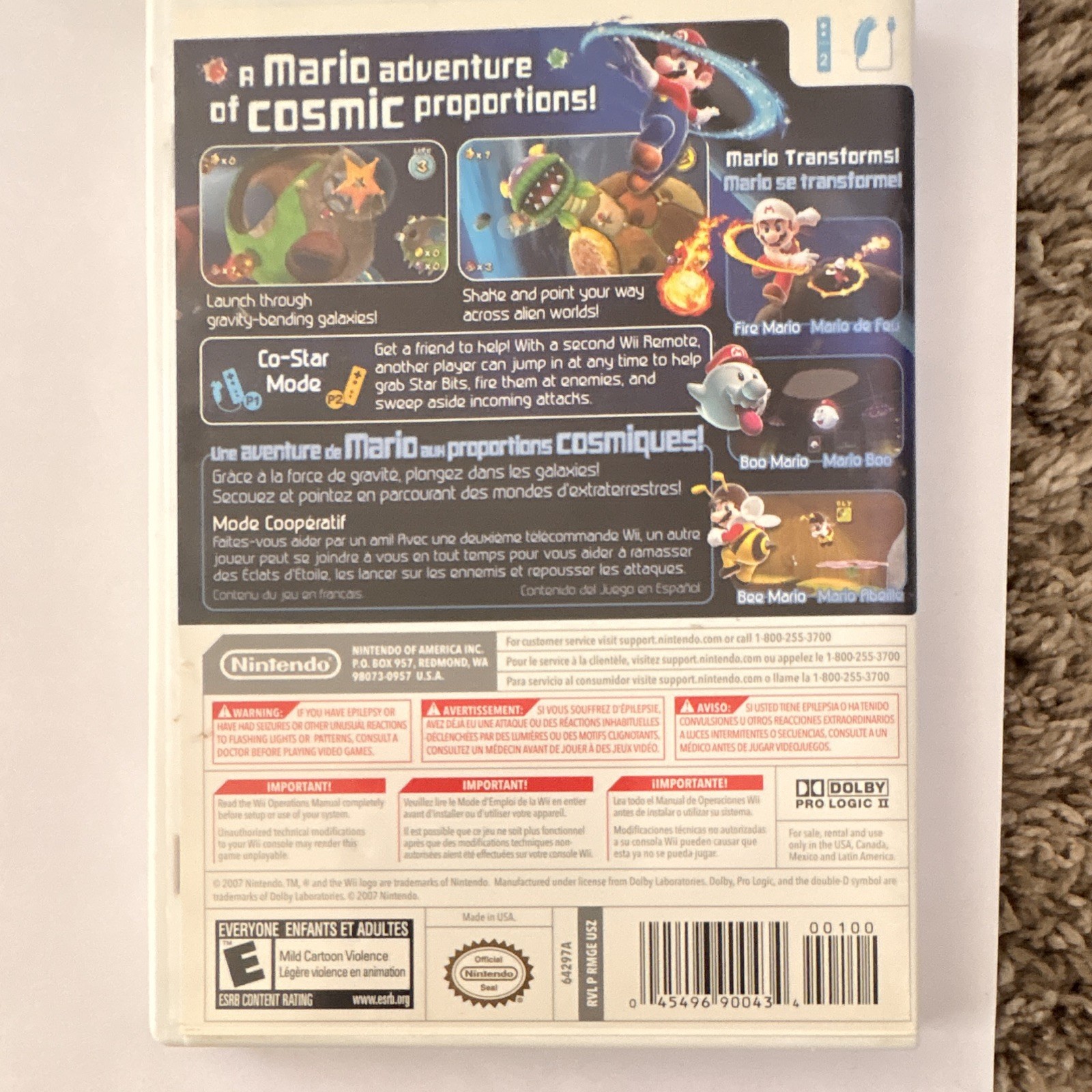Nintendo Super Mario Galaxy Nintendo Wii w/ Manual E Everyone NTSC-U/C 2007