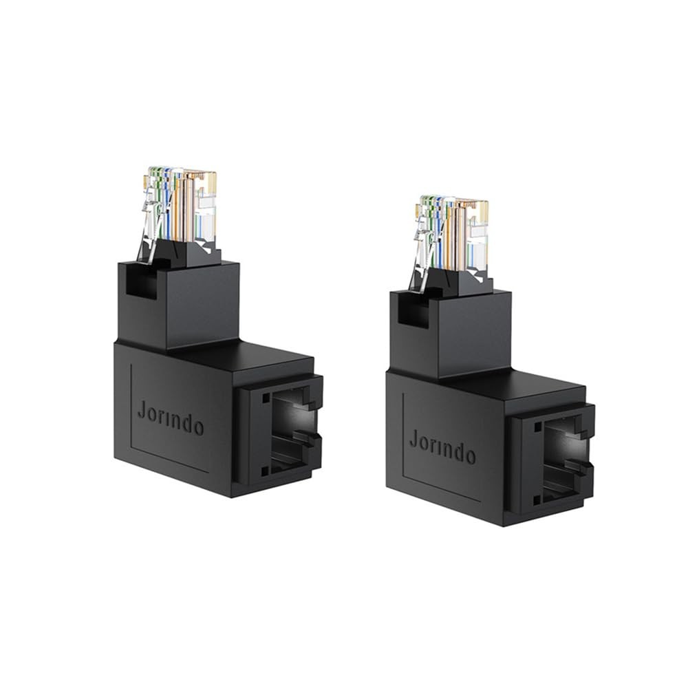 2 PCS Left Angle Cat6 RJ45 Male To Female Shielded Network LAN Adapter Joint