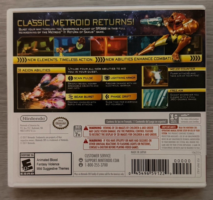 Nintendo Metroid: Samus Returns 3DS Game w/ Case & Manual E10+ NTSC-U/C 2017