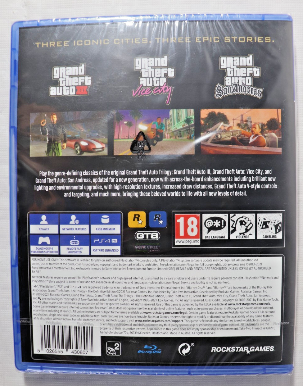 Grand Theft Auto Trilogy Definitive Edition PS4 GTA Rockstar PlayStation 4 New