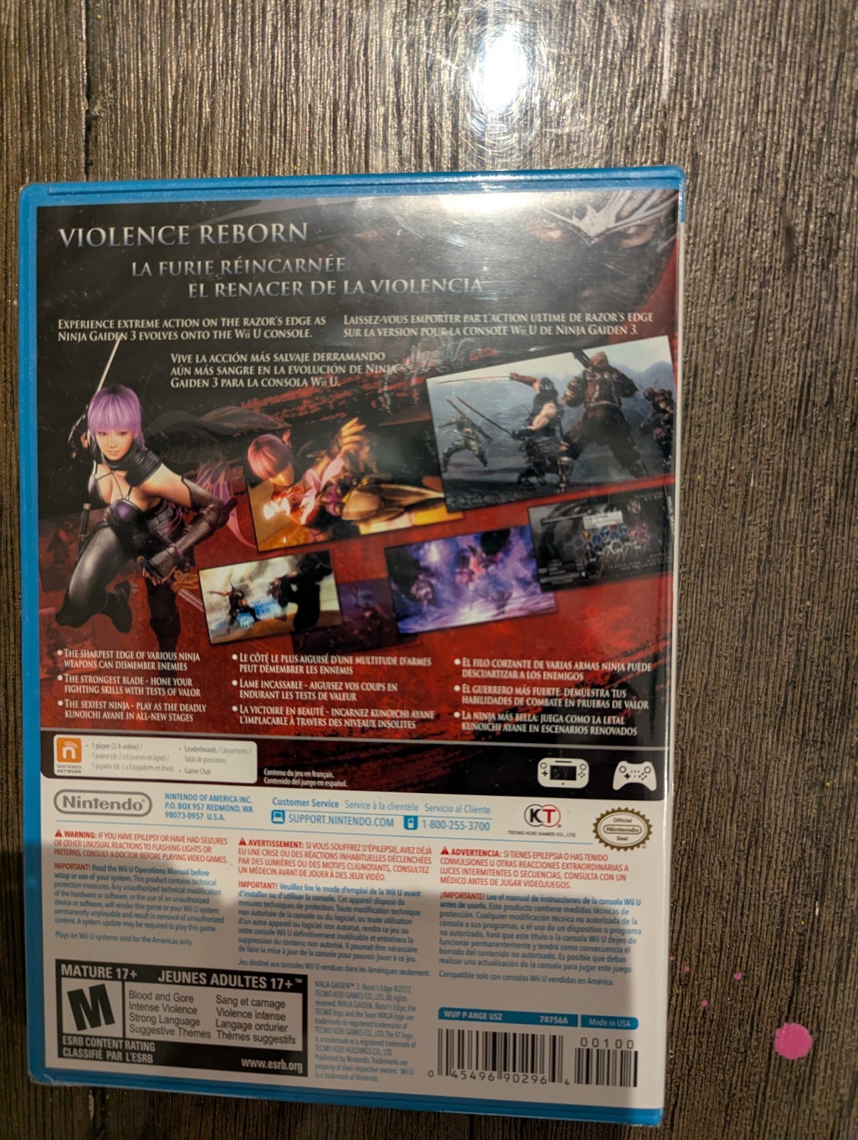 Nintendo Ninja Gaiden 3: Razor’s Edge Wii U, M Rated, NTSC-U/C