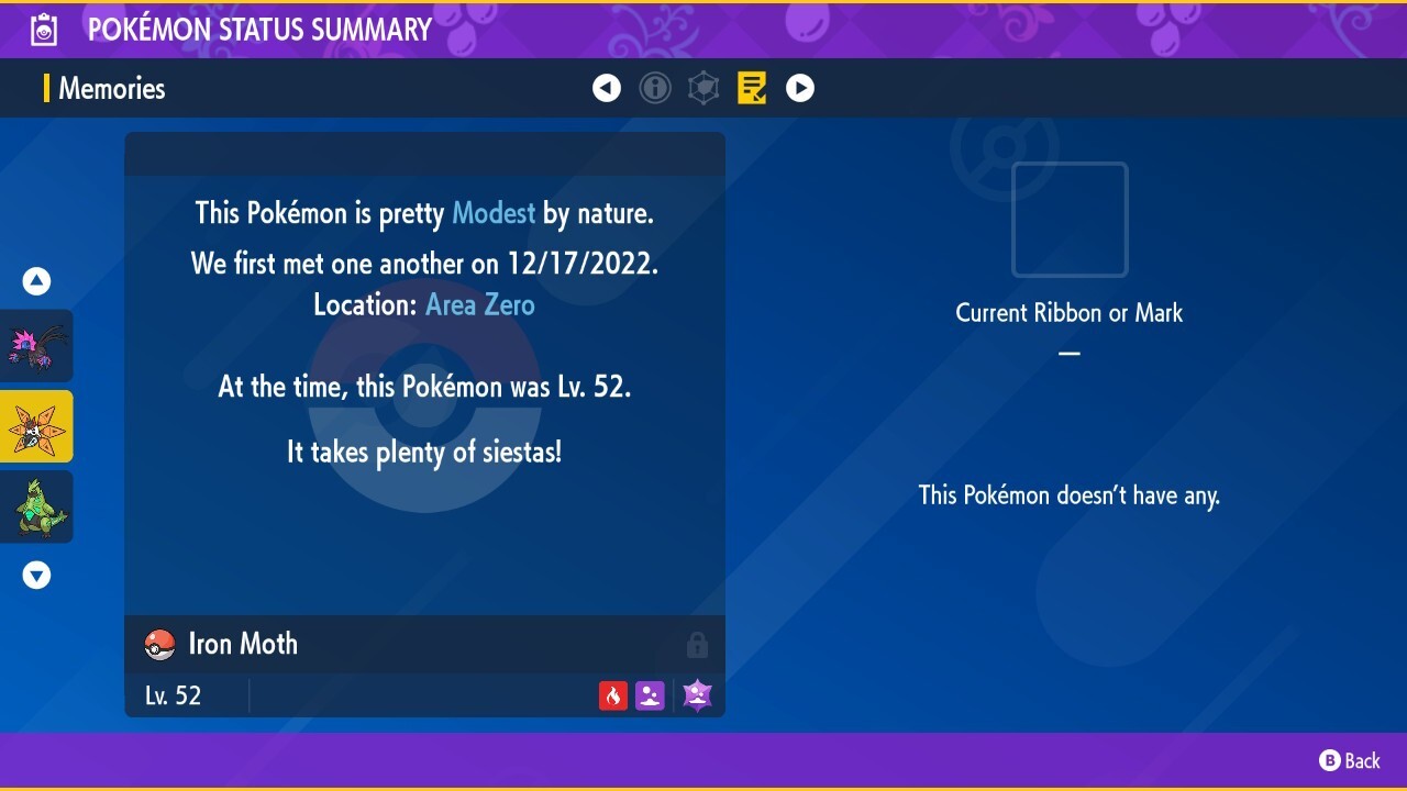 Non-Shiny Iron Moth 6IV Lv.52 Modest Volcarona Paradox Pokemon Scarlet Violet SV