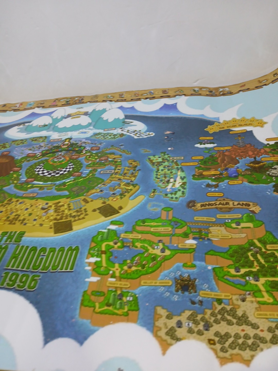 Vintage SUPER MARIO WORLD Yoshi’s Island Nintendo Map Poster 24×16 Glossy