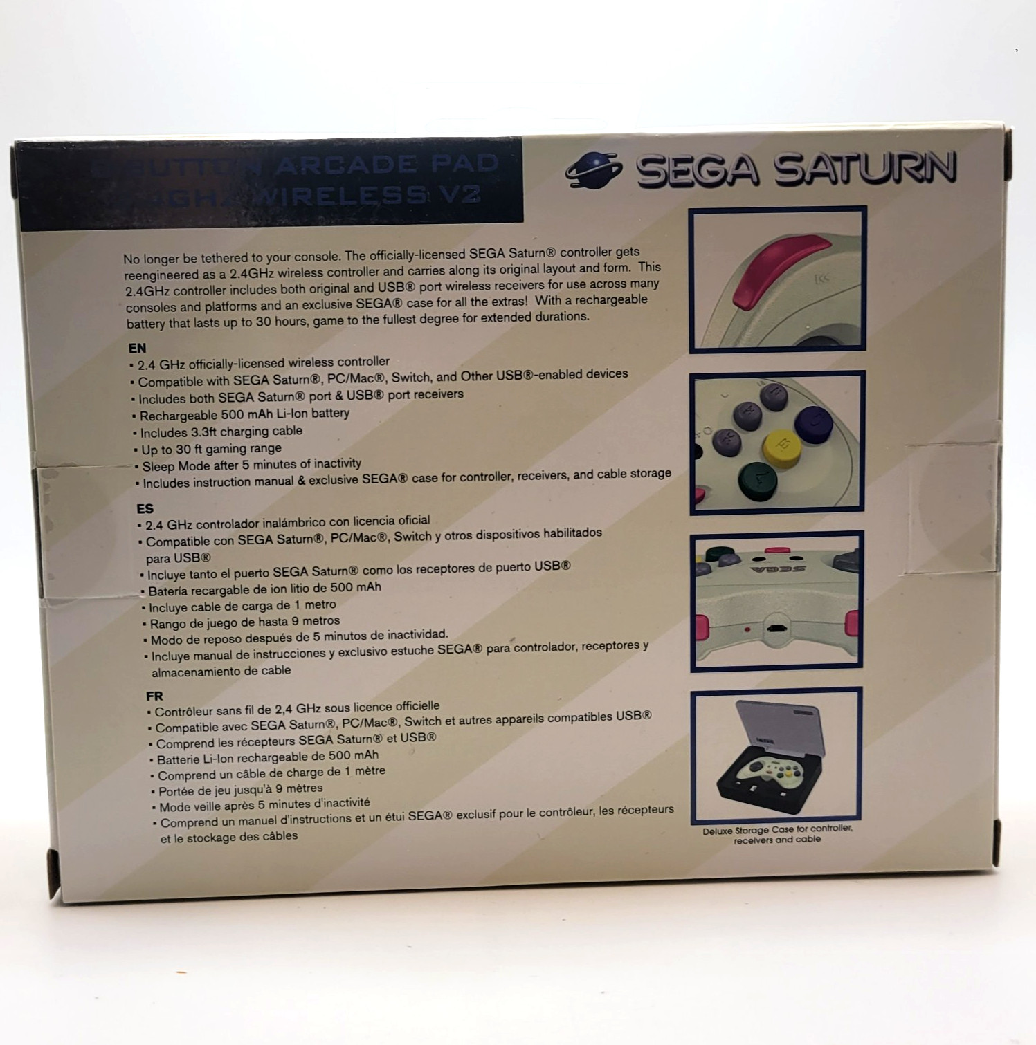 Retro-Bit 2.4GHz V2 Wireless Controller 8-Button Sega Saturn, Genesis Mini White