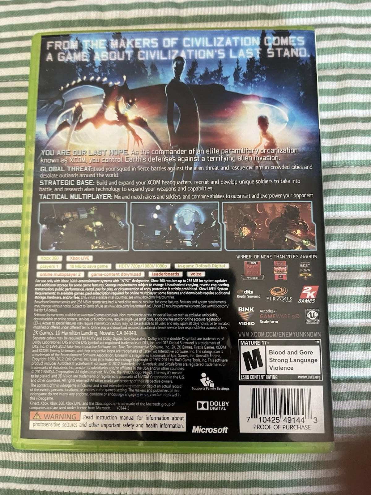 Xbox 360 Xcom Enemy Unknown CIB Tested Working