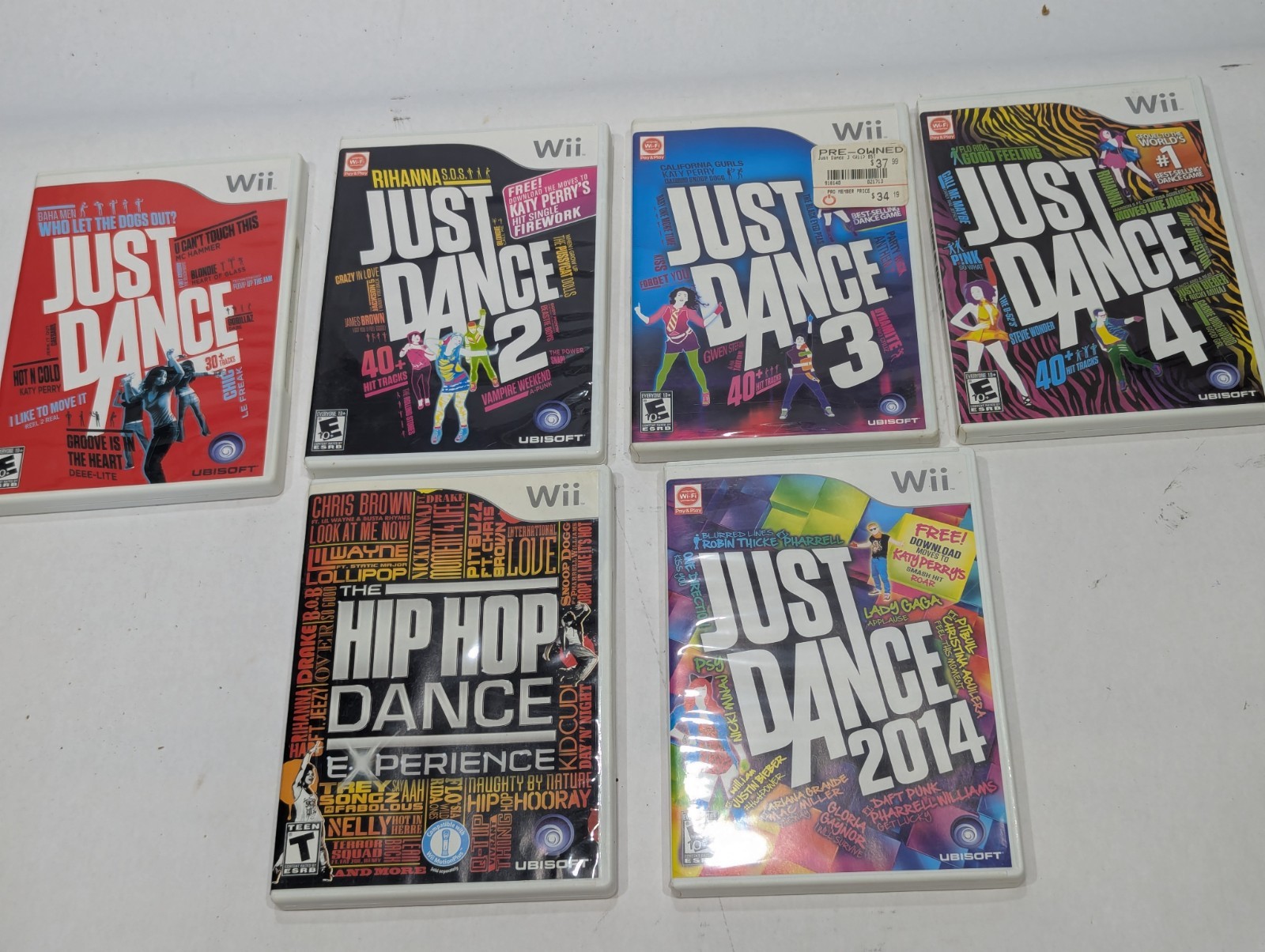 Lot of 6 Nintendo Wii Games Just Dance 1,2,3,4, 2014, Hip Hop Dance Experience