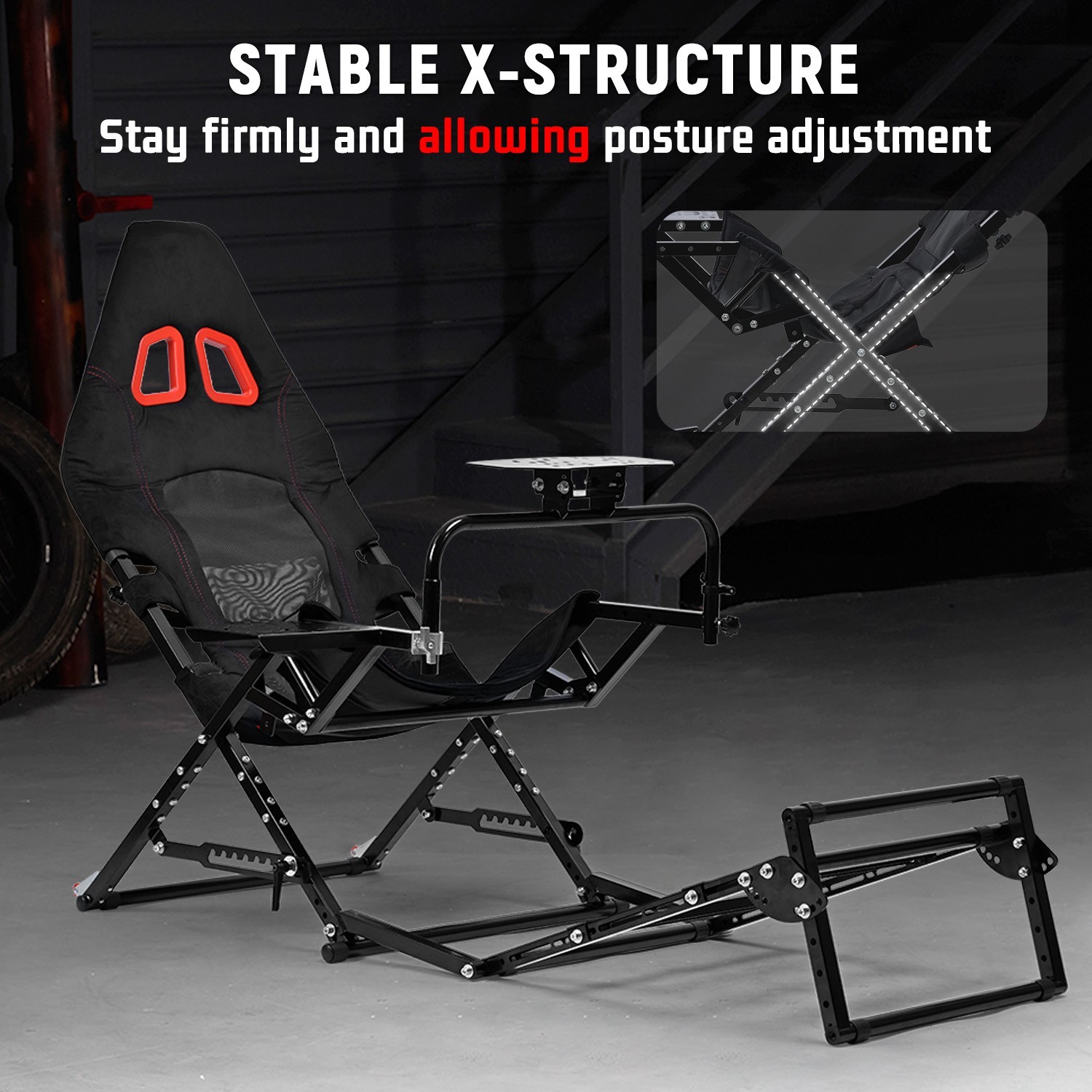 Dardoo Foldable Racing Simulator Cockpit Fit Logitech G923 G29 Moza Thrustmaster