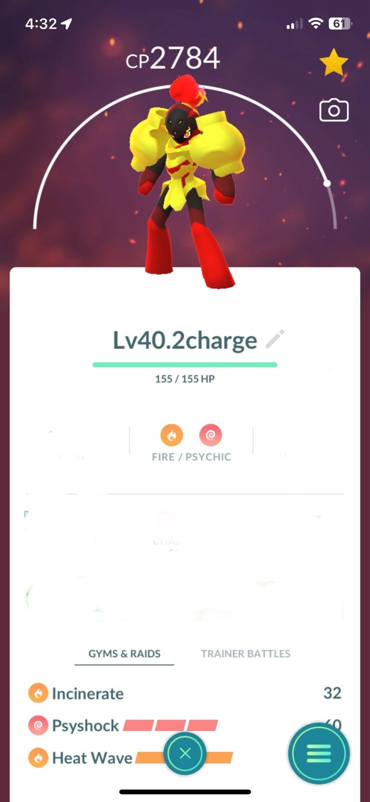 😈 Armarouge Level 40, 2 Charge , PKMN Go ⚔️ High CP Pokémon