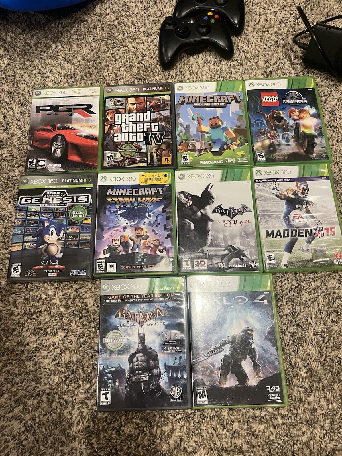 Microsoft Xbox 360 S 4GB Console – Black Controllers & Games Arkham Minecraft