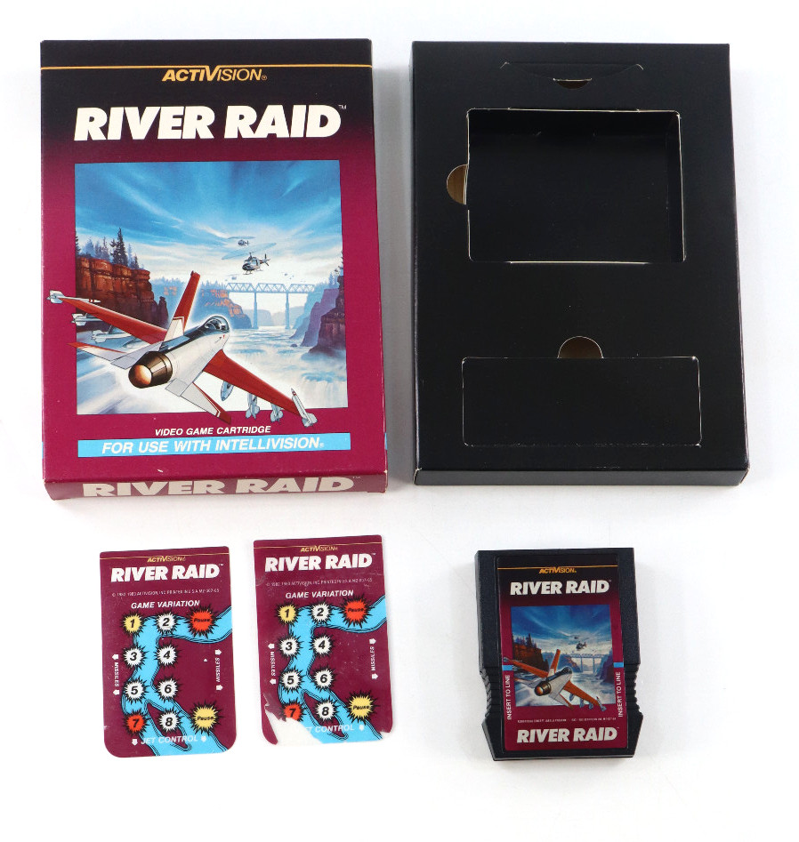 River Raid Intellivision Complete w/ Box Game & Overlays Tested