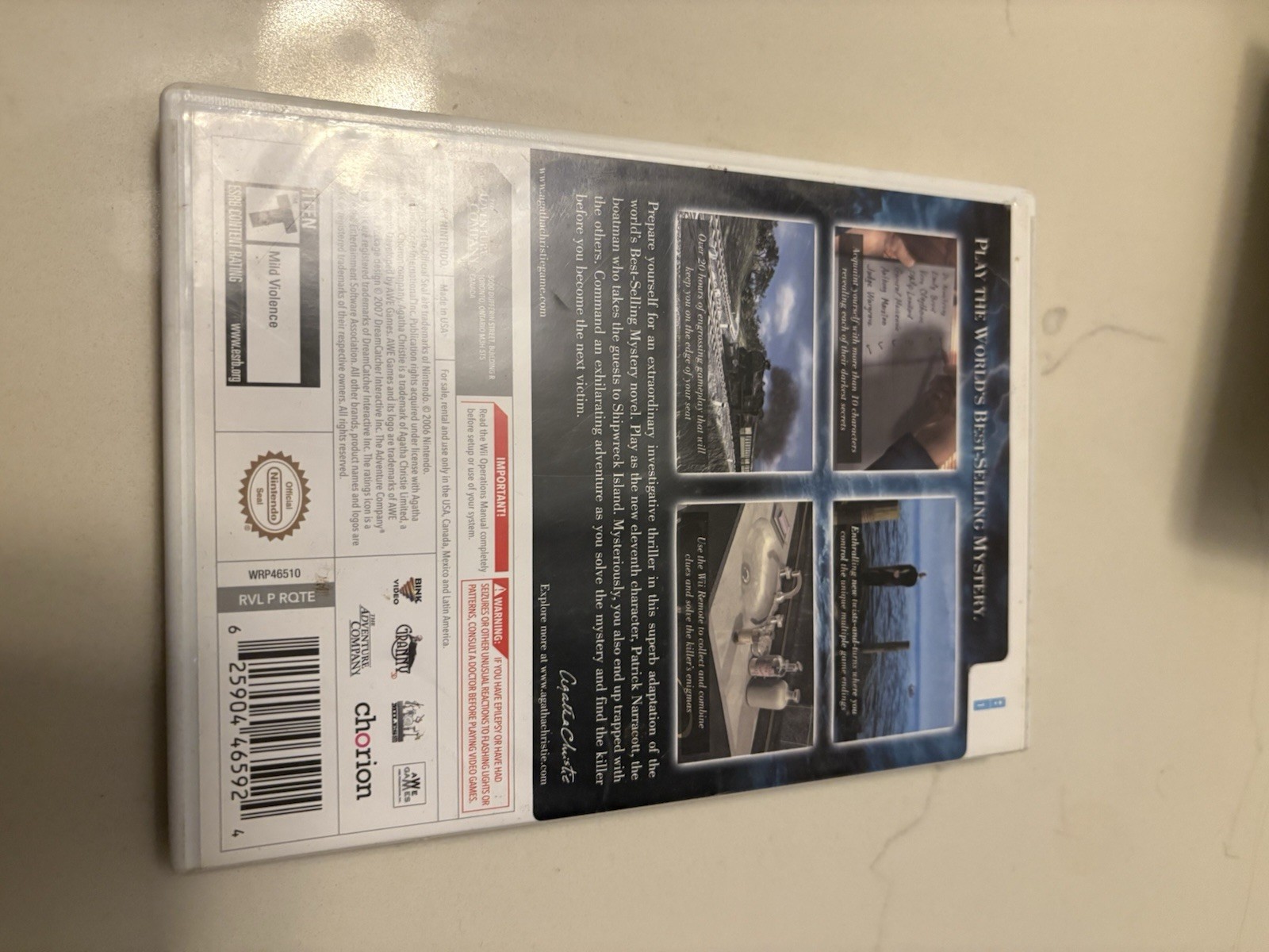 Agatha Christie: And Then There Were None (Nintendo Wii, 2008) CIB