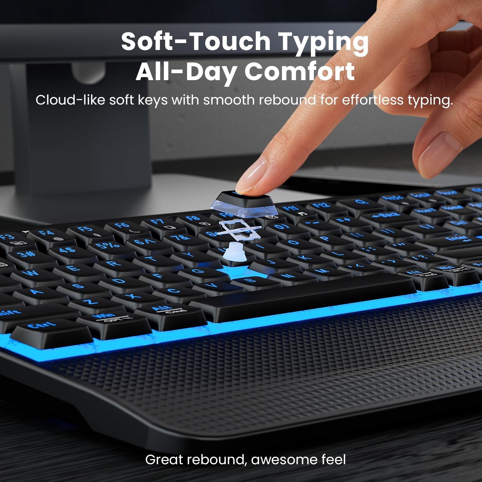 SABLUTE Wireless Keyboard and Mouse Combo, Rechargeable 4000mAh Light up Quie…