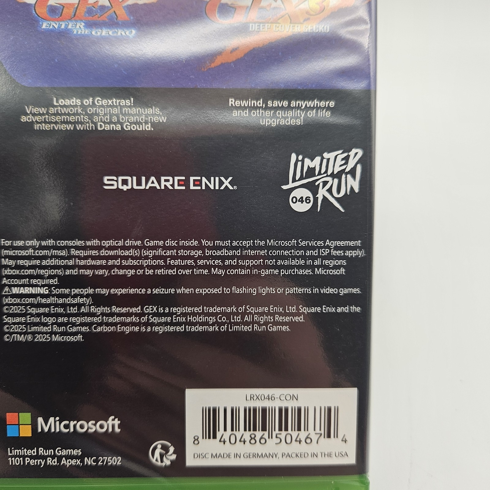 Gex Trilogy XBOX SERIES X ONE Limited Run Games 10th Anniversary Variant Cover