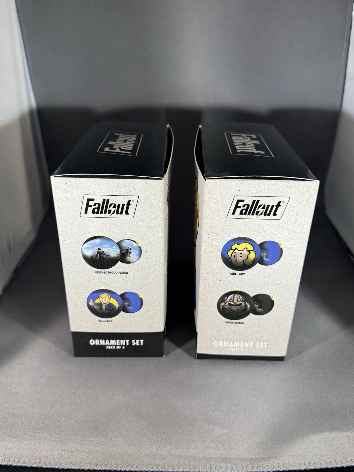 (2) Thinkgeek Fallout Ornament Sets Pack of 4 Dogmeat, Vault Boy, Nuca Cola NEW