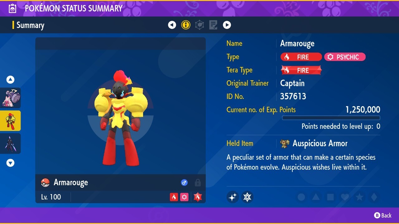 Pokemon Scarlet Violet Ultra Shiny 6IV Armarouge Fast Trade – FREE Masterball