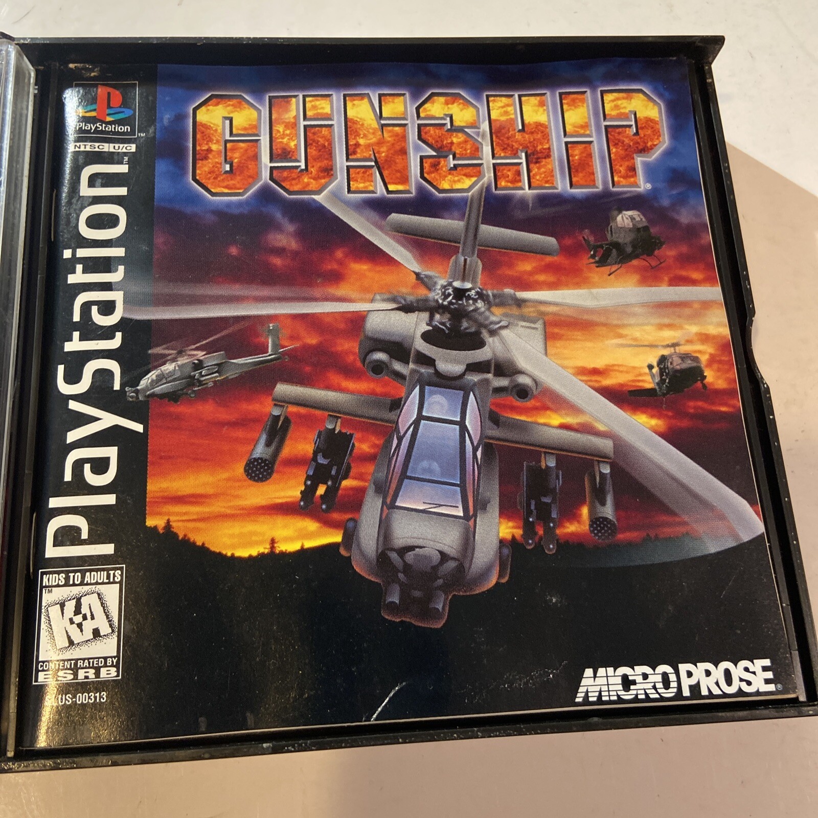 GUNSHIP GAME W/ CASE & MANUAL (SONY PLAYSTATION 1996)