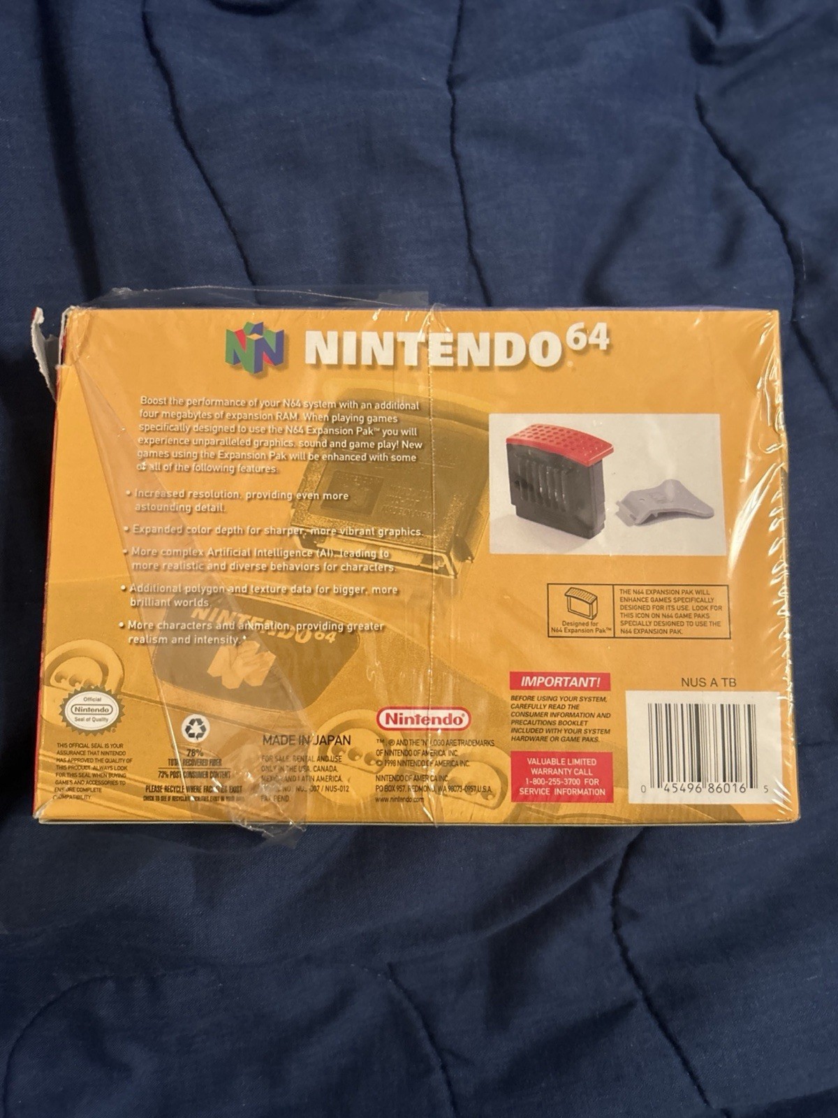 Nintendo 64 Expansion PAK Pack + Removal Tool Box Complete CIB N64 Plastic Wrap