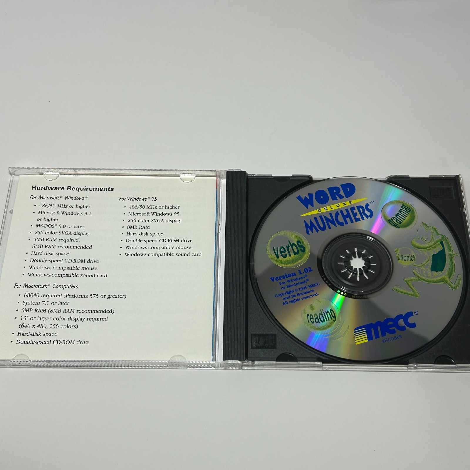 Word Munchers Deluxe PC Game CD Rom Vintage Learn At Home Tutoring Games