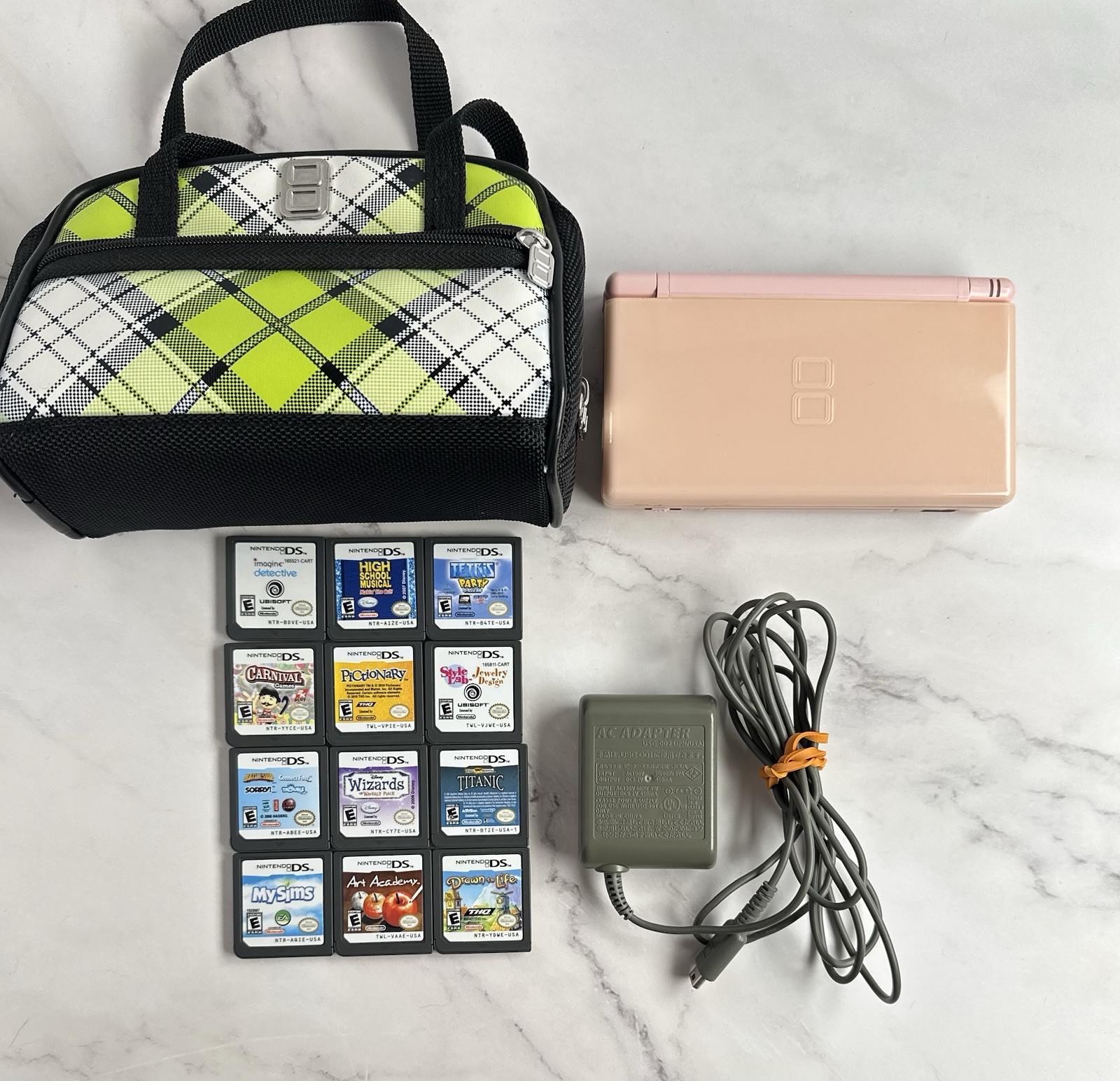 Nintendo DS Lite Console W/12 Games & Charger (Tested/READ DESCRIPTION) – Pink