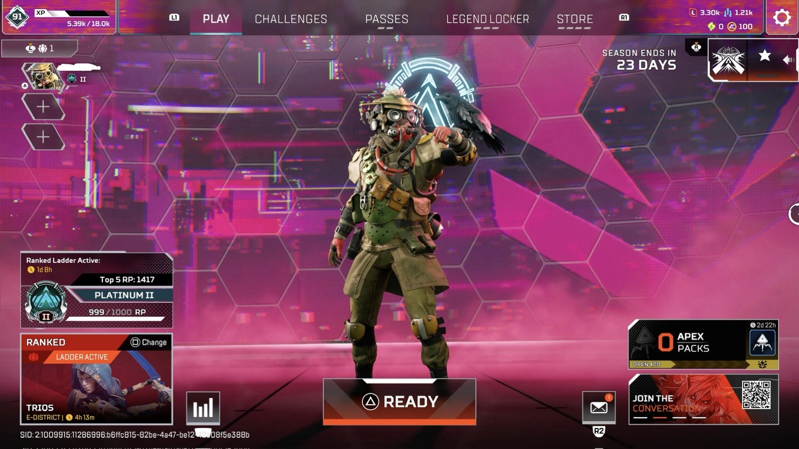 Apex Legends LVL 91 | PS5 | 11/28 Characters Unlocked | D4 Split 1/2 S29 Done ✅