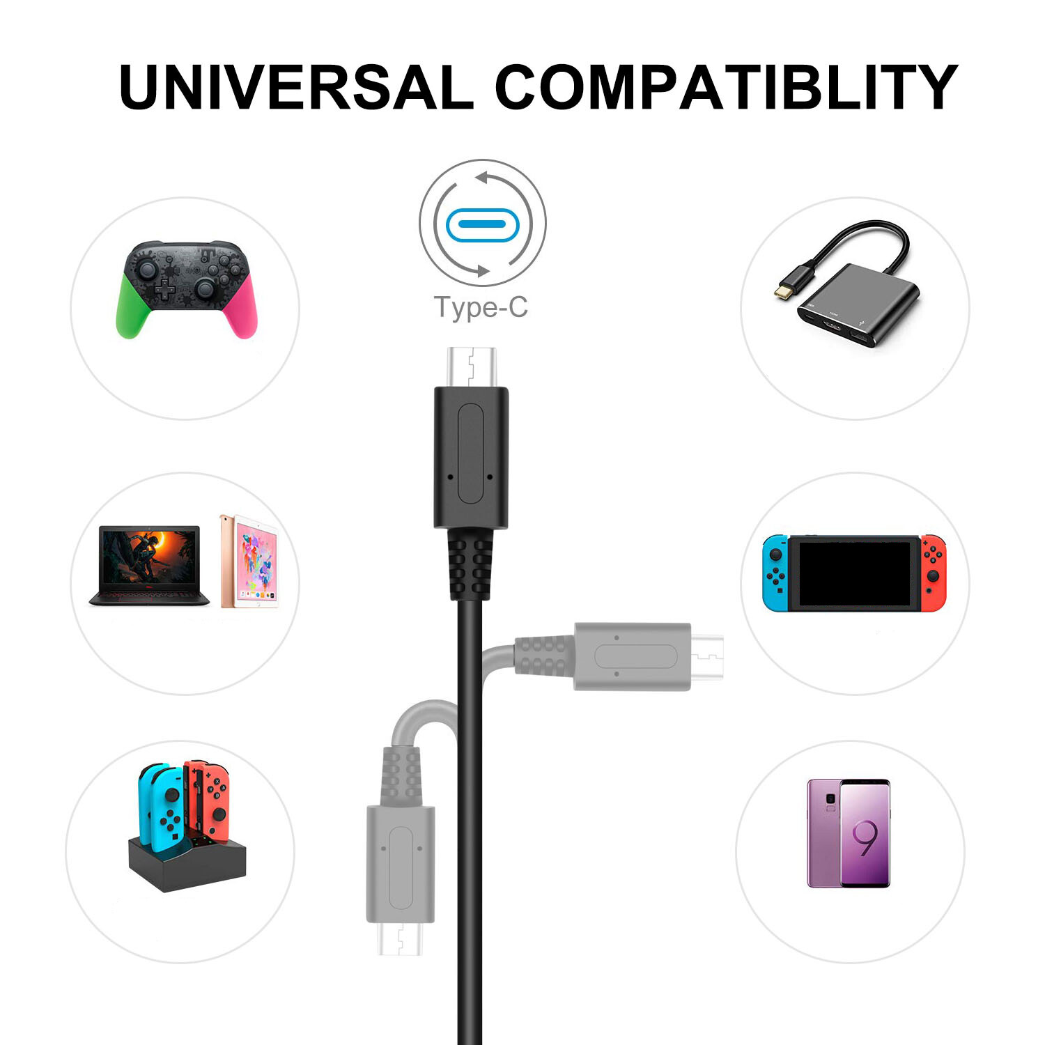 5/15V 2.6A USB C Charger For Nintendo Switch TV Dock Mode AC Power Adapter TypeC