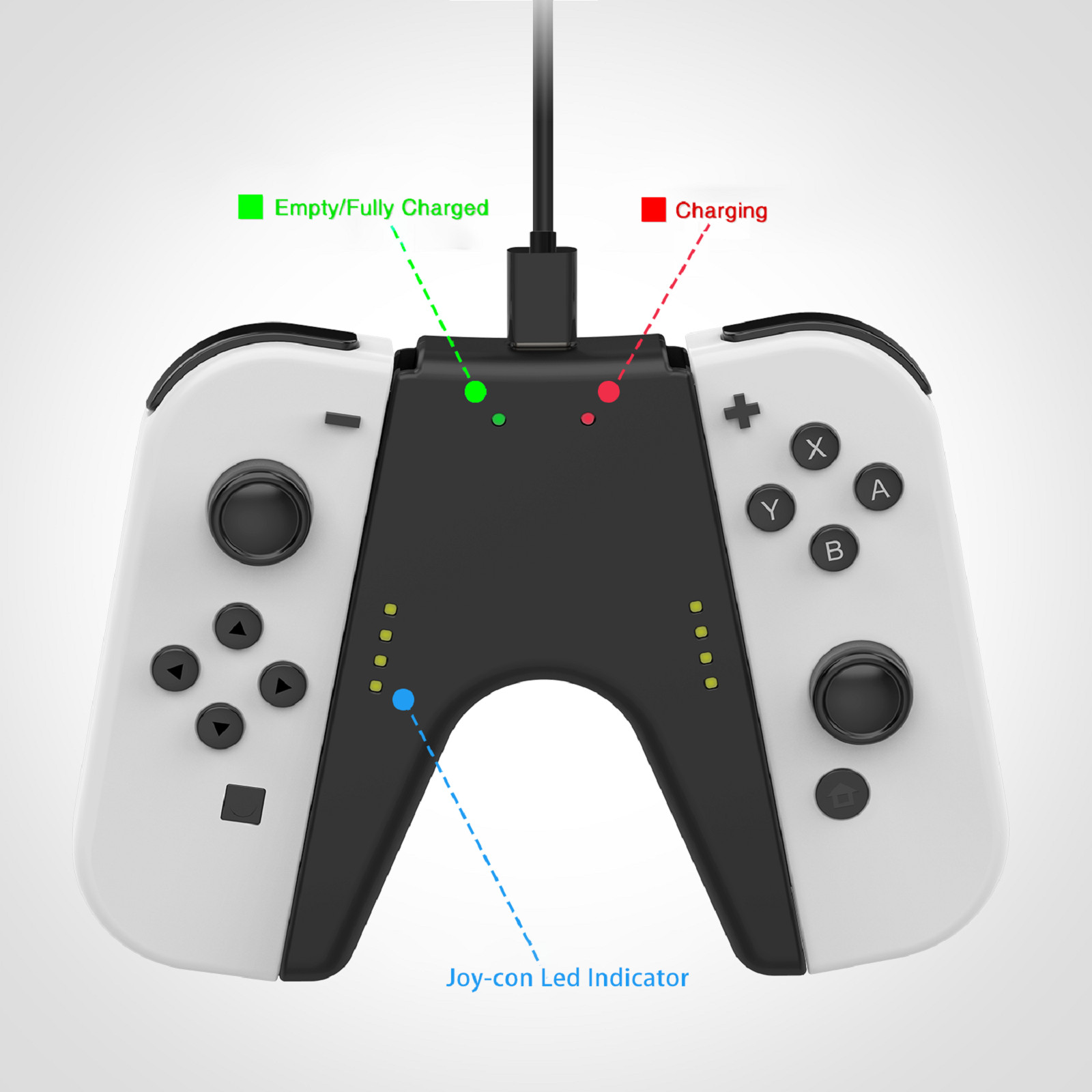 For Nintendo Switch JoyCon Bridge V shaped Handle Holder Charging Grip Dock ABS