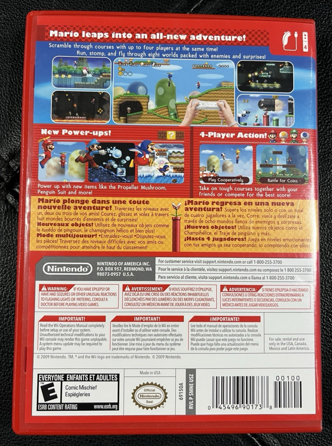 New Super Mario Bros. Wii 2009 Complete with Inserts! Cleaned, Tested & Working!