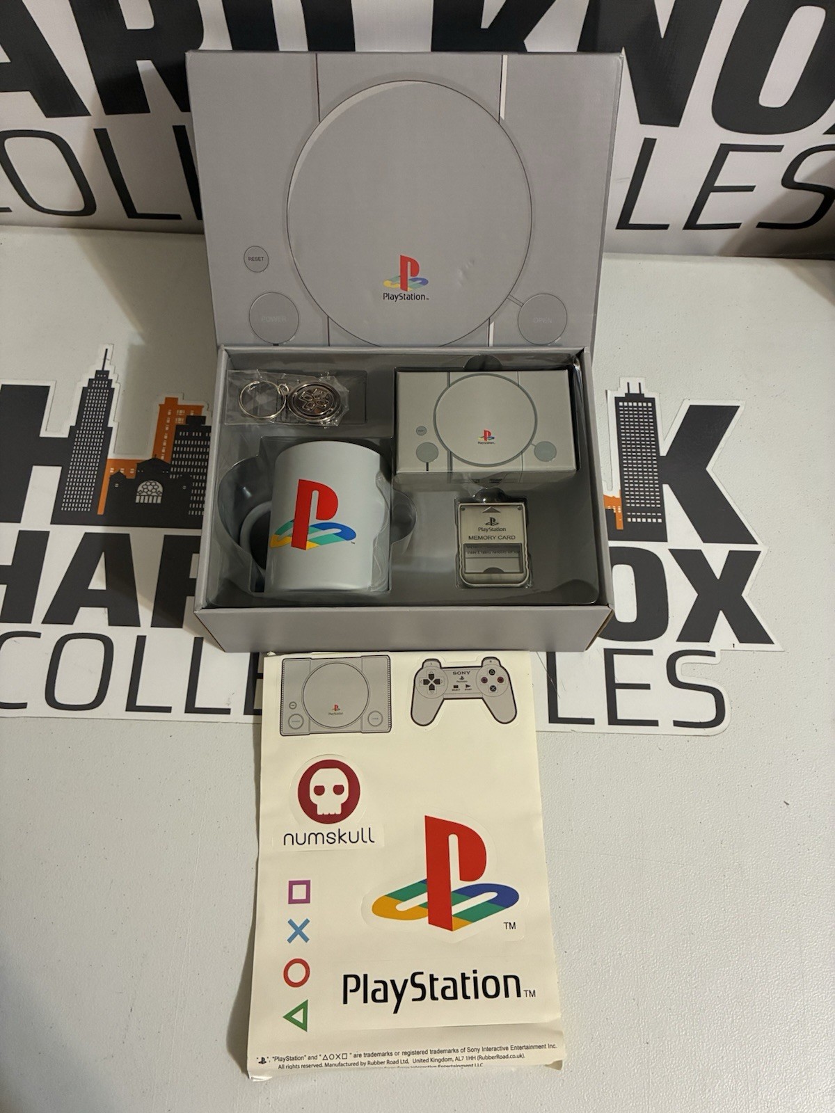 Numskull PS1 Gift / Loot Box – Mug, Pin Set, Bottle Opener, Decal NEW!