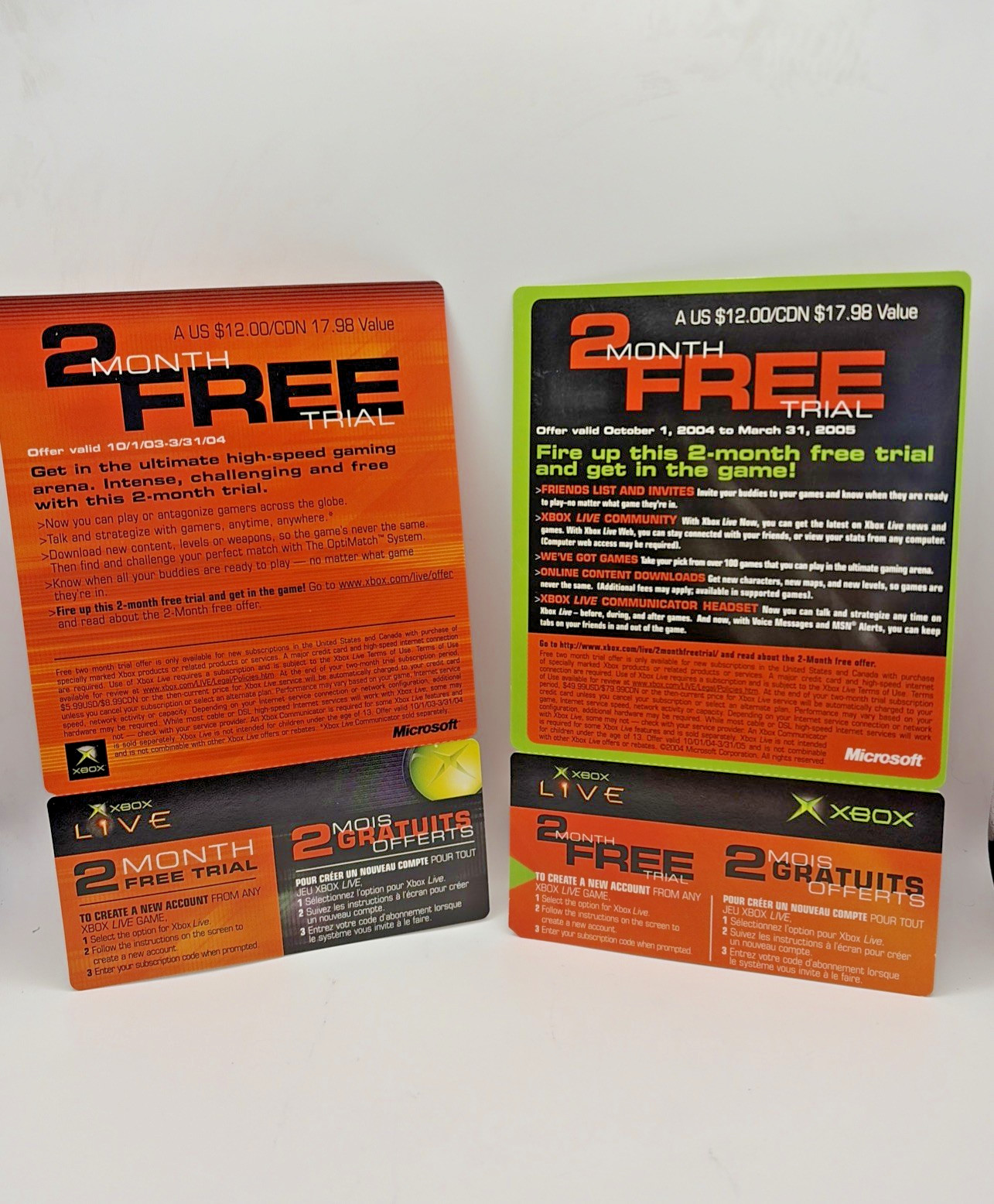 Xbox Live 2 Month Free Trial Subscription Cards (2 Cards) EXPIRED/UNSCRATCHED